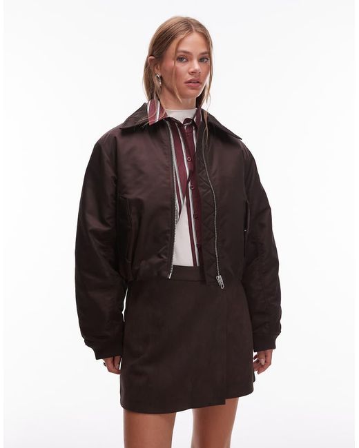 Giacca Bomber Marrone Con Colletto Imbottito E Zip di & Other Stories in Brown