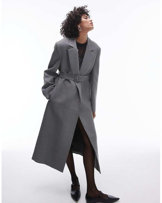 Mango Gray Capsule Structured Wool Coat With Belt