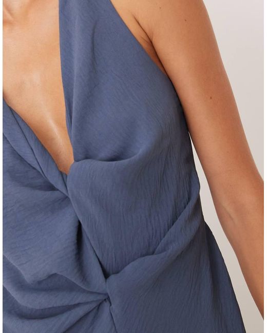 ASOS Blue Draped Knot Front Midi Dress