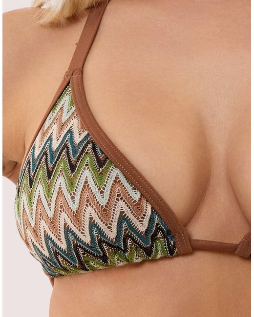 Wolf & Whistle Black Jara Knitted Chevron Fuller Bust Bikini Top