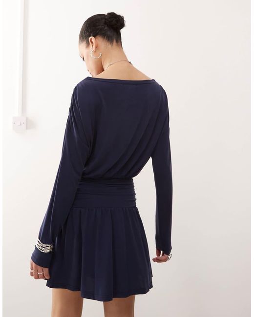 Motel Blue Sanuli Slinky Batwing Mini Dress