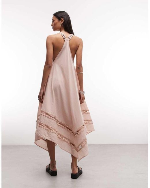 AllSaints Pink Lil Sleeveless Racer Back Lace Midi Dress