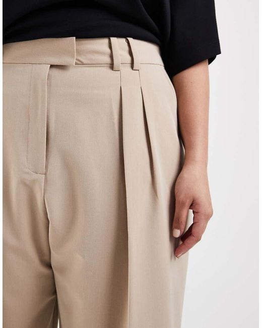 ASOS Black Curve Wide Leg Trousers With Pleat Detail