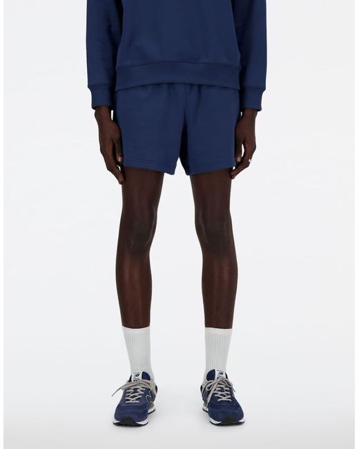 New Balance Blue Athletics French Terry Short 5" for men
