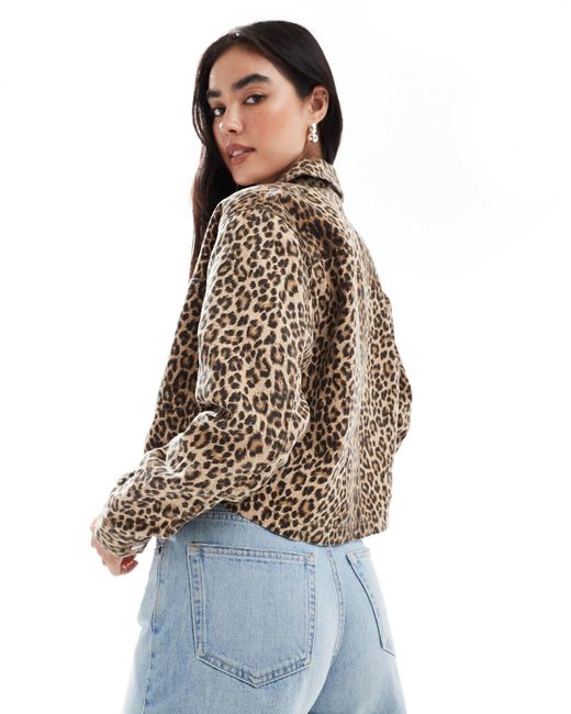 ONLY Brown Cropped Denim Jacket