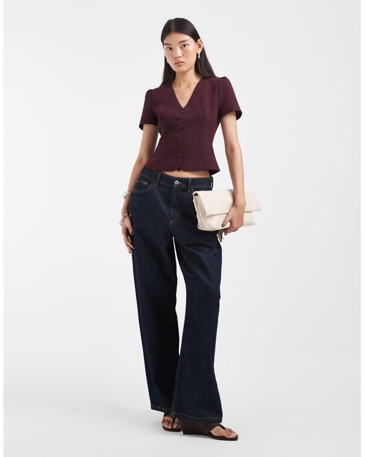 ASOS Purple Tailored Button Through Cinch Top