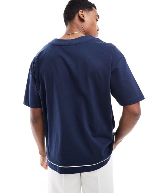 ASOS – geknöpftes baseball-t-shirt in Blue für Herren