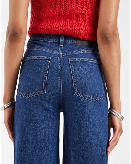 ASOS Blue Asos Design Tall High Waist Wide Leg Jeans With Front Pockets