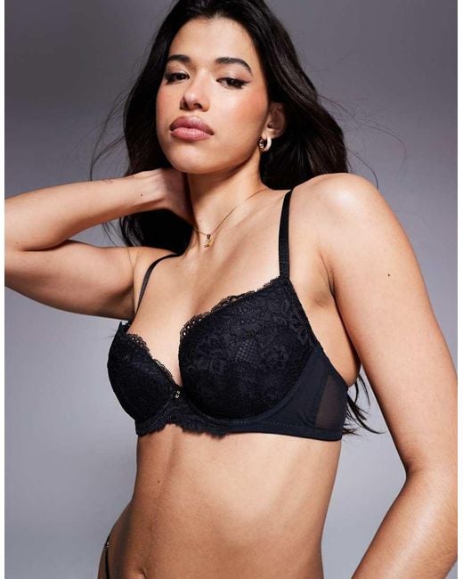 Ann Summers Black A-G Sexy Lace Padded Plunge Bra