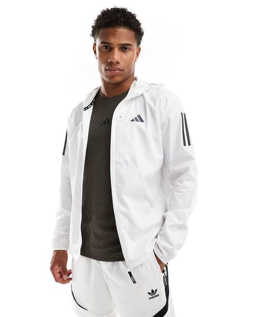 Adidas Originals White Adidas Running Own The Run Jacket for men