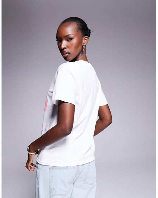 River Island White Strawberry Gingham Print Baby Tee