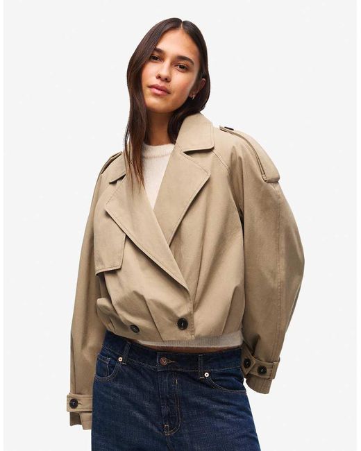 Bershka Natural Short Balloon Trench Jacket