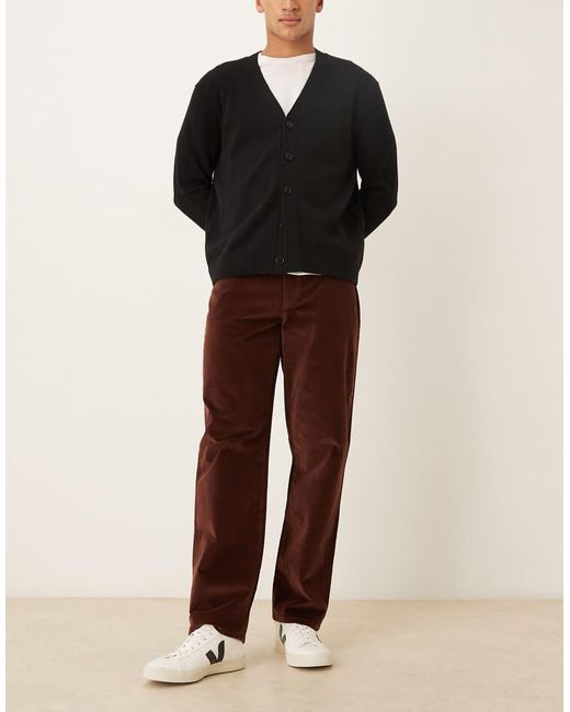 Pantalones Marrones De Corte Recto De Pana De ASOS de hombre de color Black