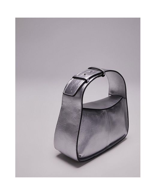 TOPSHOP Gray Sahara Buckle Handle Grab Bag