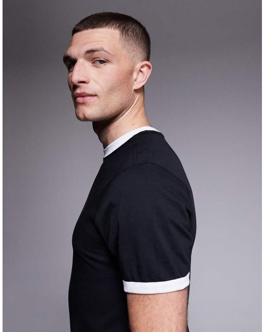 4505 Blue Cotton Shrunken Fit Baby Ringer Tee With Quick Dry Finish for men