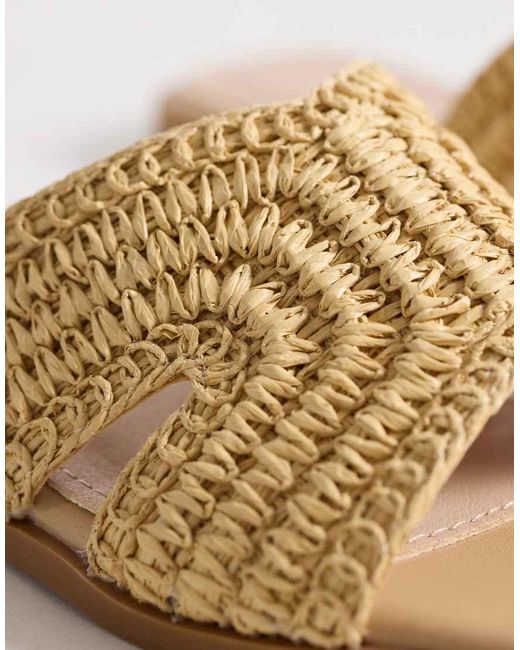 Raid Wide Fit Natural Coraline Flat Slide Sandals