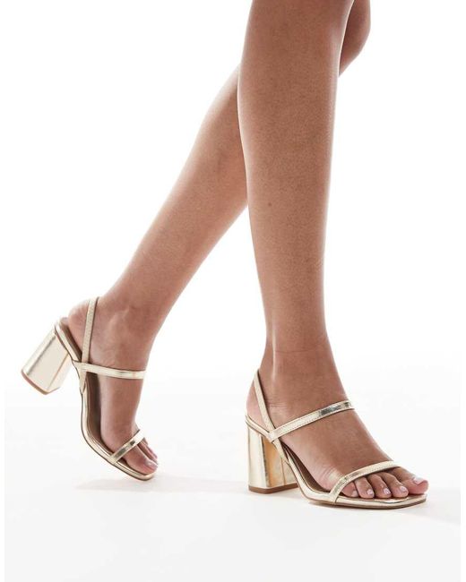 London Rebel Pink Block Heeled Sandal