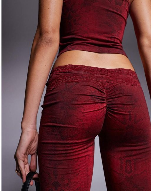 I.AM.GIA Red Beau Double Lace Trim V Front Fla Trouser Co-ord