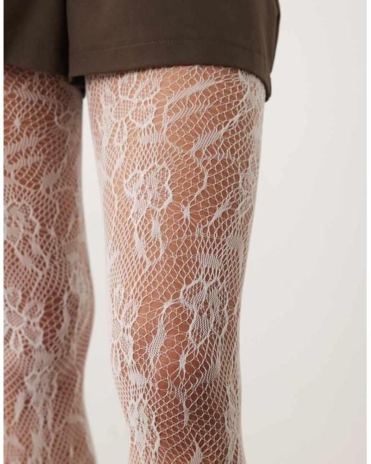 Kaiia Natural Exclusive Sheer Lace Floral Tights