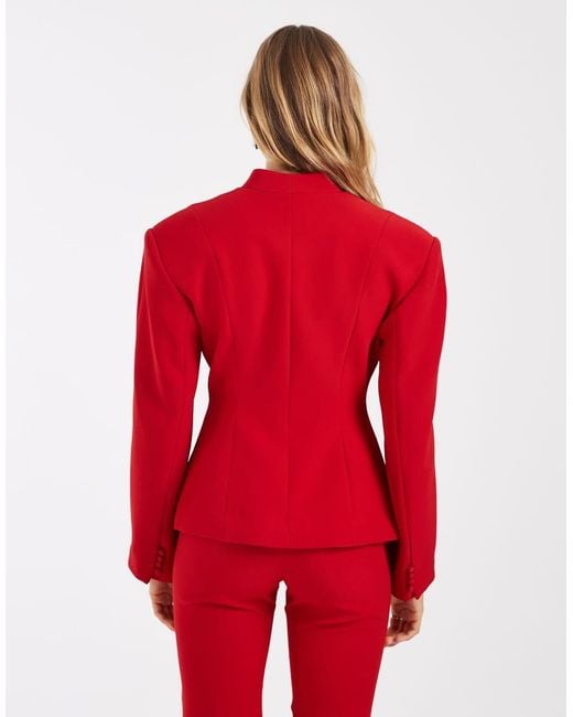 ASOS Red Tailo Collarless Multi Button Nipped Blazer