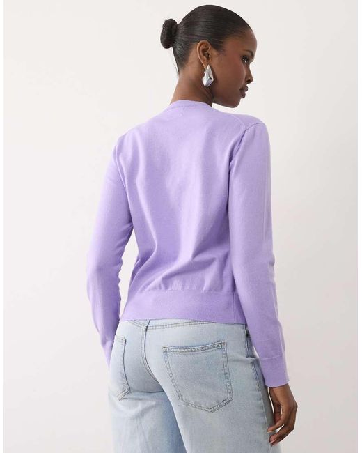 Polo Ralph Lauren Purple Icon Logo Fine Knit Cardigan