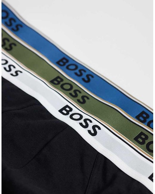 Boss Blue Power 3 Pack Logo Contrast Waistband Briefs for men