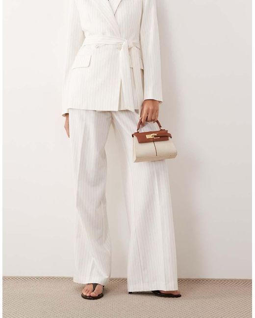GOOD AMERICAN Multicolor Essential Suiting Gathered Pleat Detail Wide Leg Trousers Co-ord