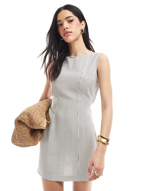 ASOS White – minikleid aus leinenmix mit nahtdetail