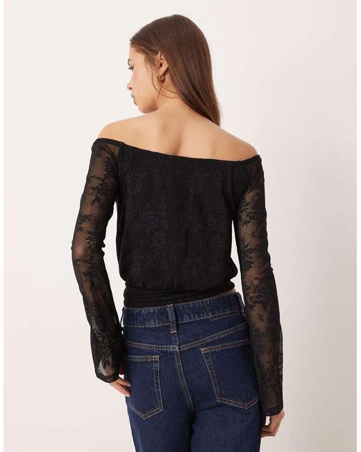 Gina Tricot Black Off Shoulder Lace Top