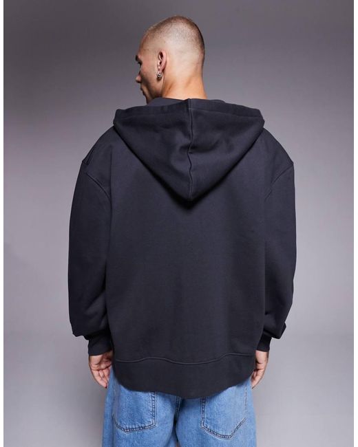 Sudadera Gris Carbón Extragrande Con Capucha Y Cremallera De Tejido Grueso De 400 G/M² Premium De ASOS de hombre de color Blue