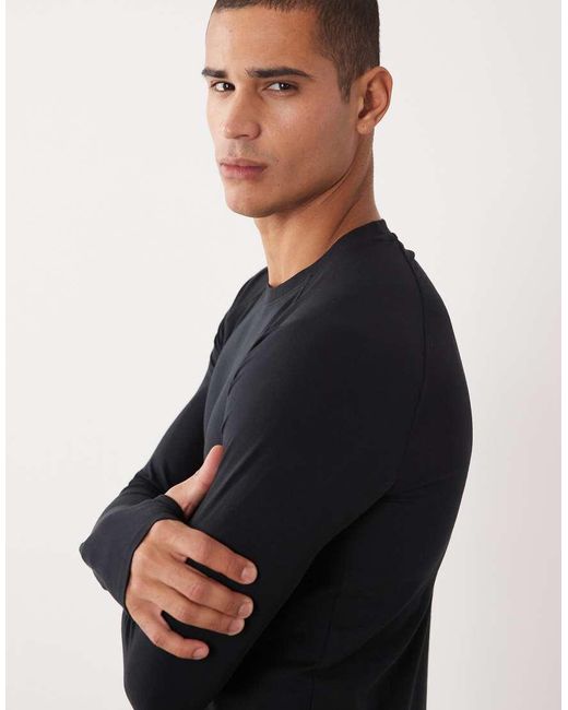 River Island Blue Muscle Fit Technical Long Sleeve T-Shirt for men
