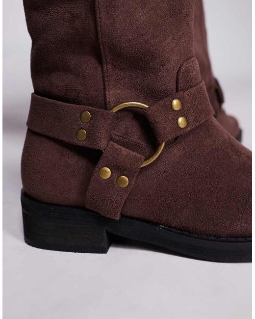 Public Desire Brown Sienna Biker Boots