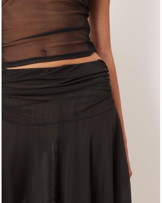 ASOS Mesh Hanky Hem Skirt in Natural | Lyst UK