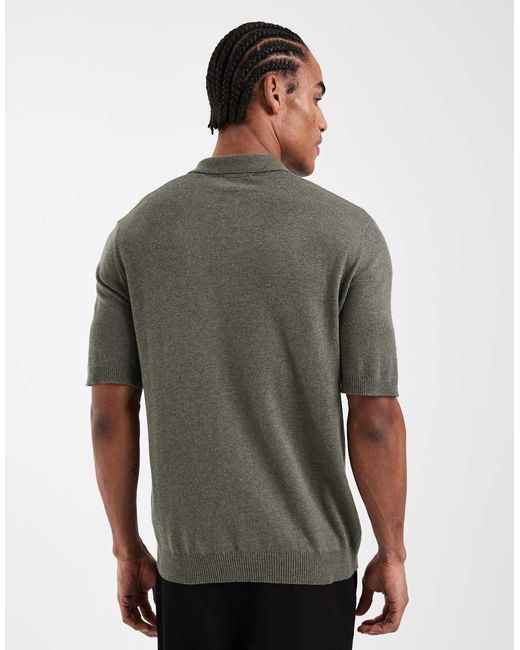Only & Sons Green Knitted Short Sleeve Polo for men