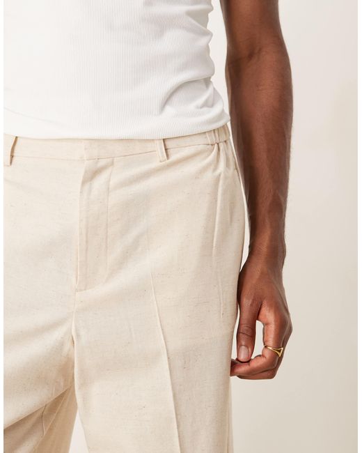 ASOS Natural Cotton Smart Co-Ord Wide Leg Trousers for men