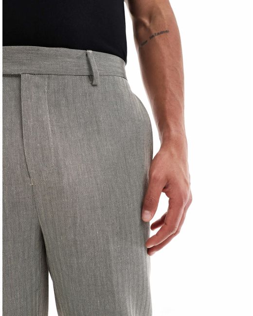ASOS Gray Tapered Suit Pants With Linen for men