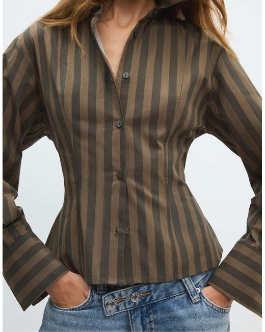 Stradivarius Blue Striped Shirt