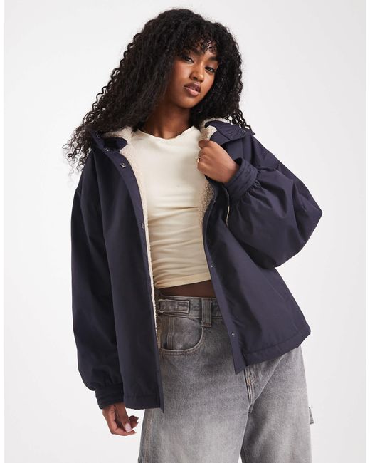 ASOS Black Oversized Fleece Lined Rain Coat