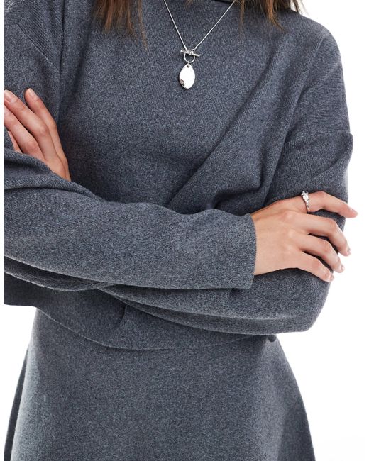 Pull d'ensemble en maille à col roulé ONLY en coloris Blue