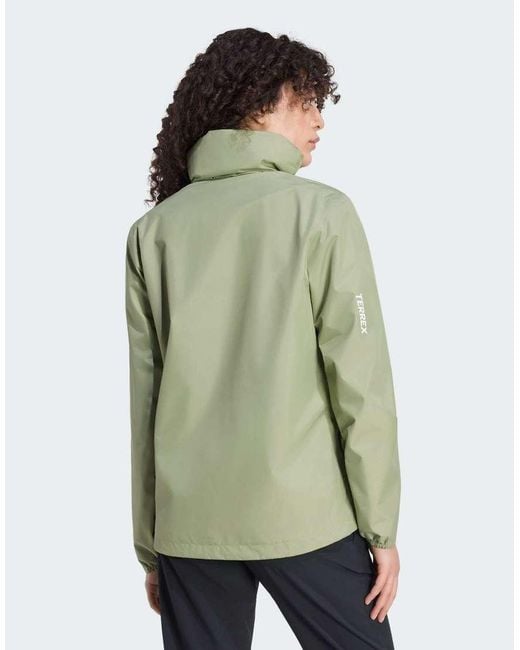 Adidas Originals Green Terrex Multi Essentials 2 Layer Climaproof Rain Jacket