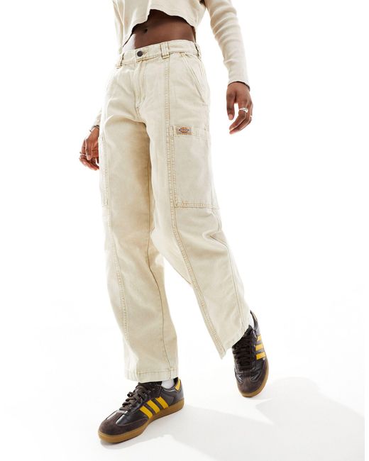 Pantalones color crema lavado con detalle Dickies de color Natural