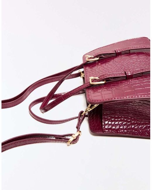 Bershka Textured Box Bag With Buckles