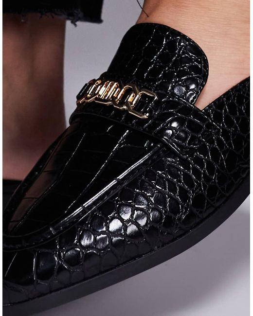 River Island Black Backless Mule Loafer