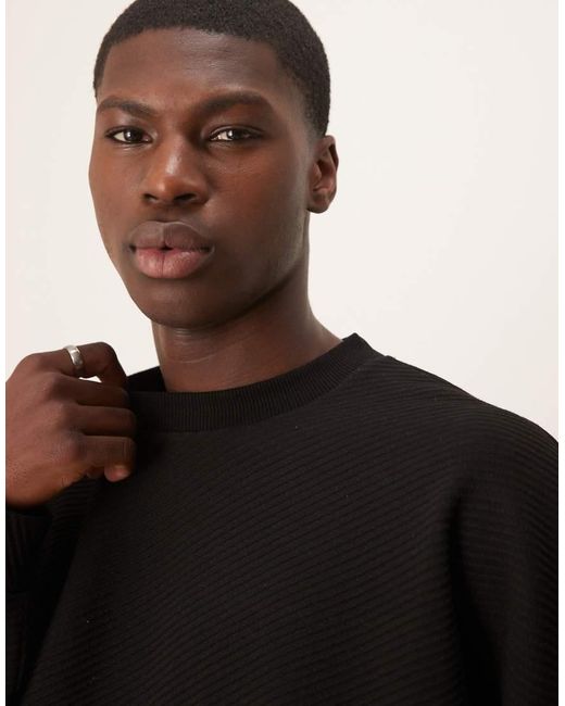 ASOS Black Extreme Oversize Boxy Sweatshirt With Heavy Rib Texture for men