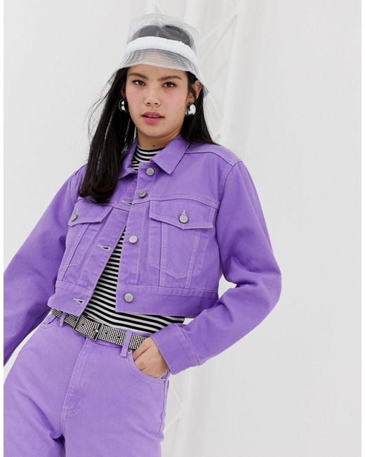 Veste en jean courte d'ensemble - Lilas Monki en coloris Violet | Lyst