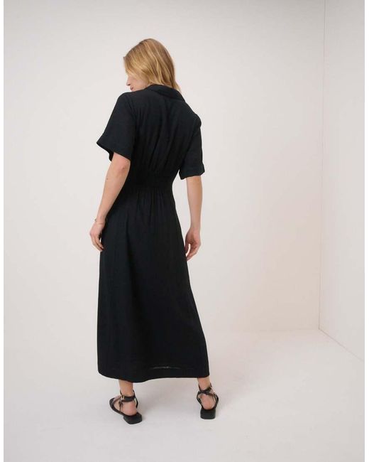 Nobody's Child Black Short Sleeve Linen-Blend Dillon Shirt Dress