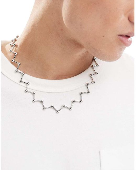 Collana Argentata A Zig-Zag di ASOS in White da Uomo
