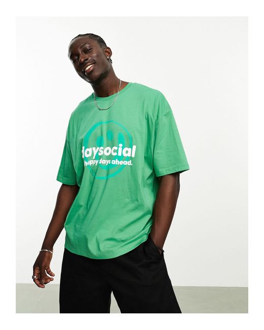 ASOS Asos Daysocial Oversized T-shirt in Green for Men | Lyst Canada