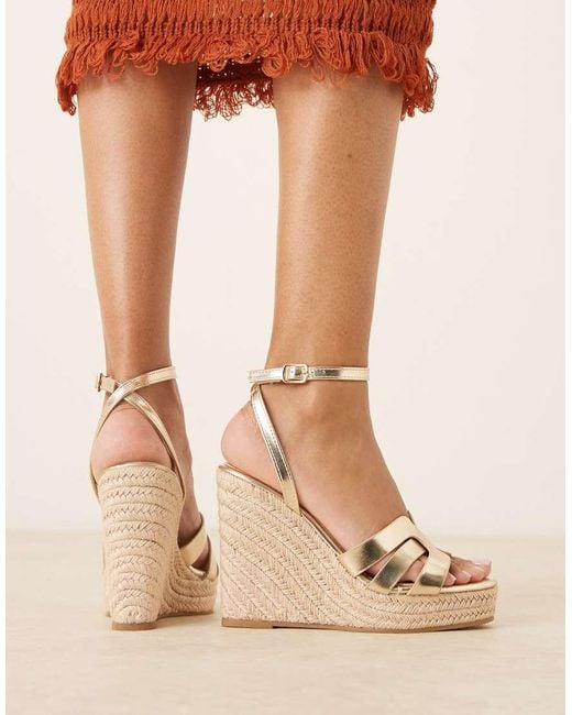 Glamorous Natural Espadrilles Wedge Heeled Sandals