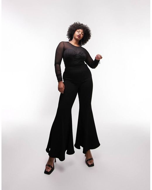 Topshop Curve Black Premium Limited Edition Bust Detail Corded Bodysuit
